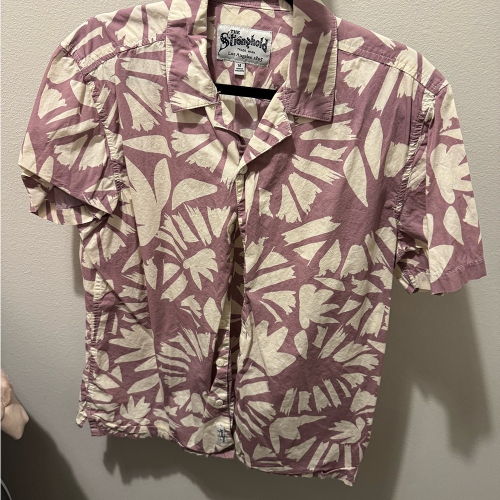Men's Casual Button Down Shirt - Purple and Cream
